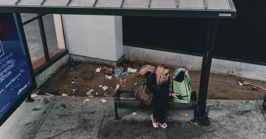 Hair Shedding - Woman Sitting on Bench