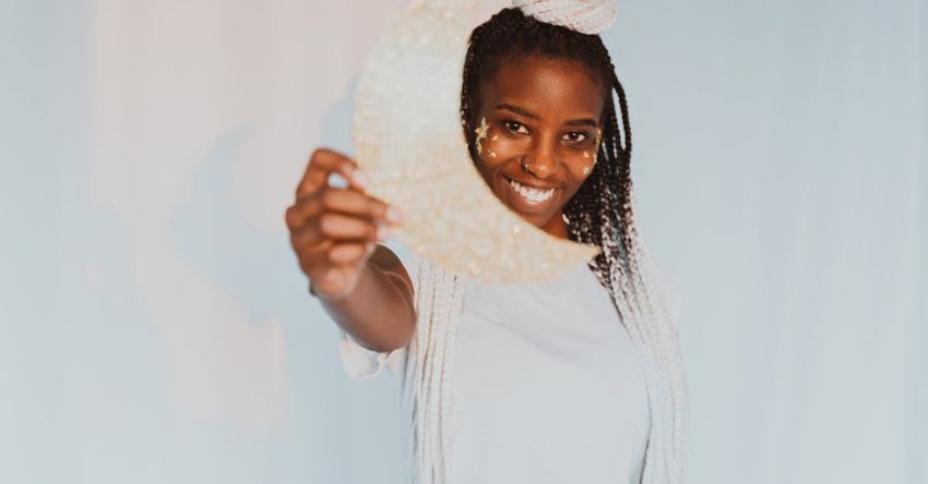 Extensions - Woman with White Hair Extensions Smiling